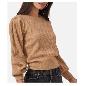 1. State Midnight Garden Women's Cable Knit Crewneck Pullover Brown Sweater Med